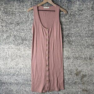 We The Free Dress Womens Extra Small Pink Ribbed Button‎ Front Midi Free People